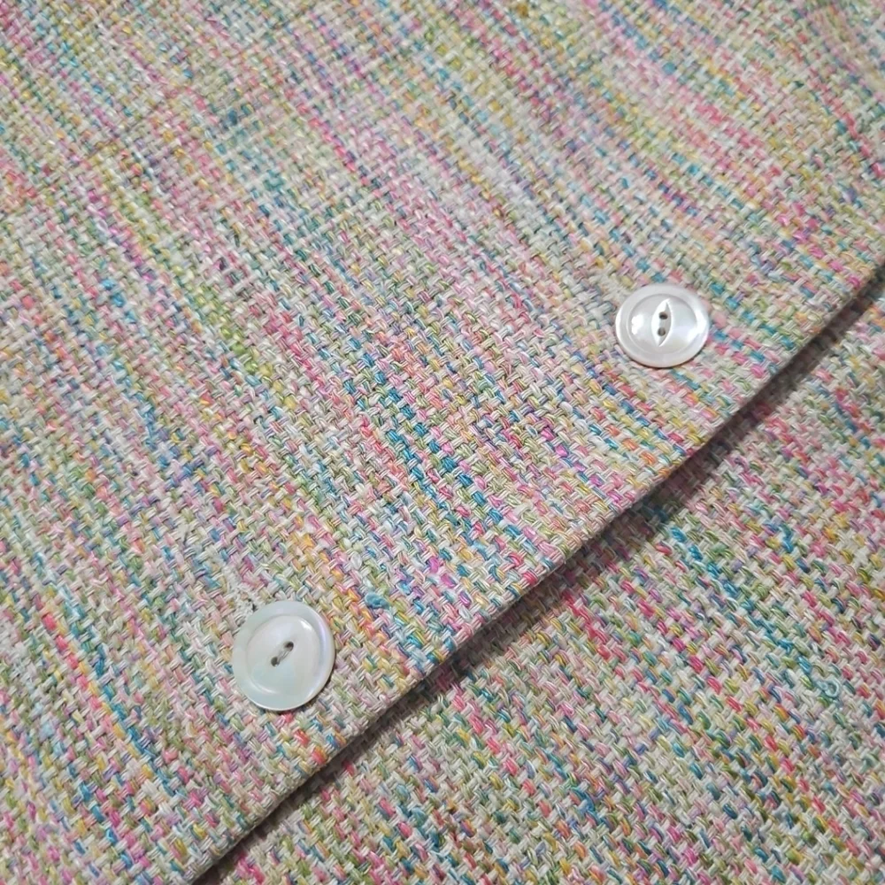 Giancarlo Ferrari Vintage‎ 100% Silk Multicolor Tweed Jacket/Blazer Womens 12